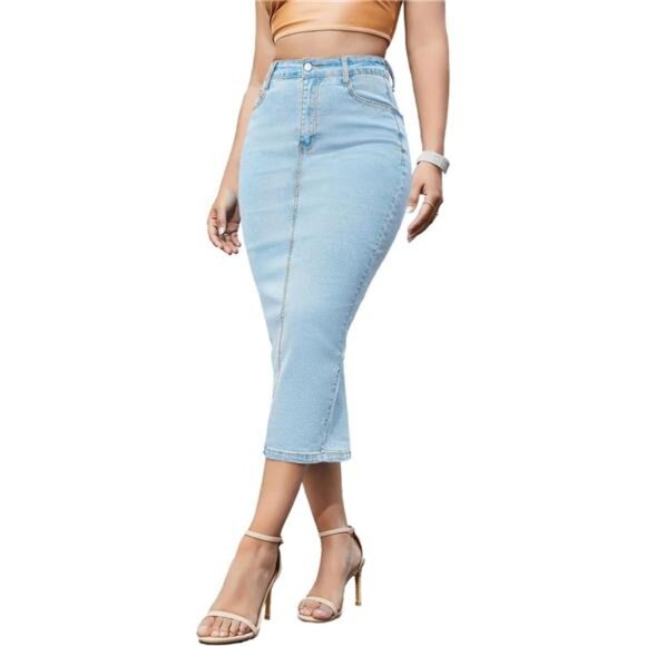 Dresses & Skirts - Women's Jean Skirts Stretch Light Blue